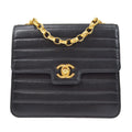 CHANEL 1991-1994 Black Lambskin horizontal Flap Bag