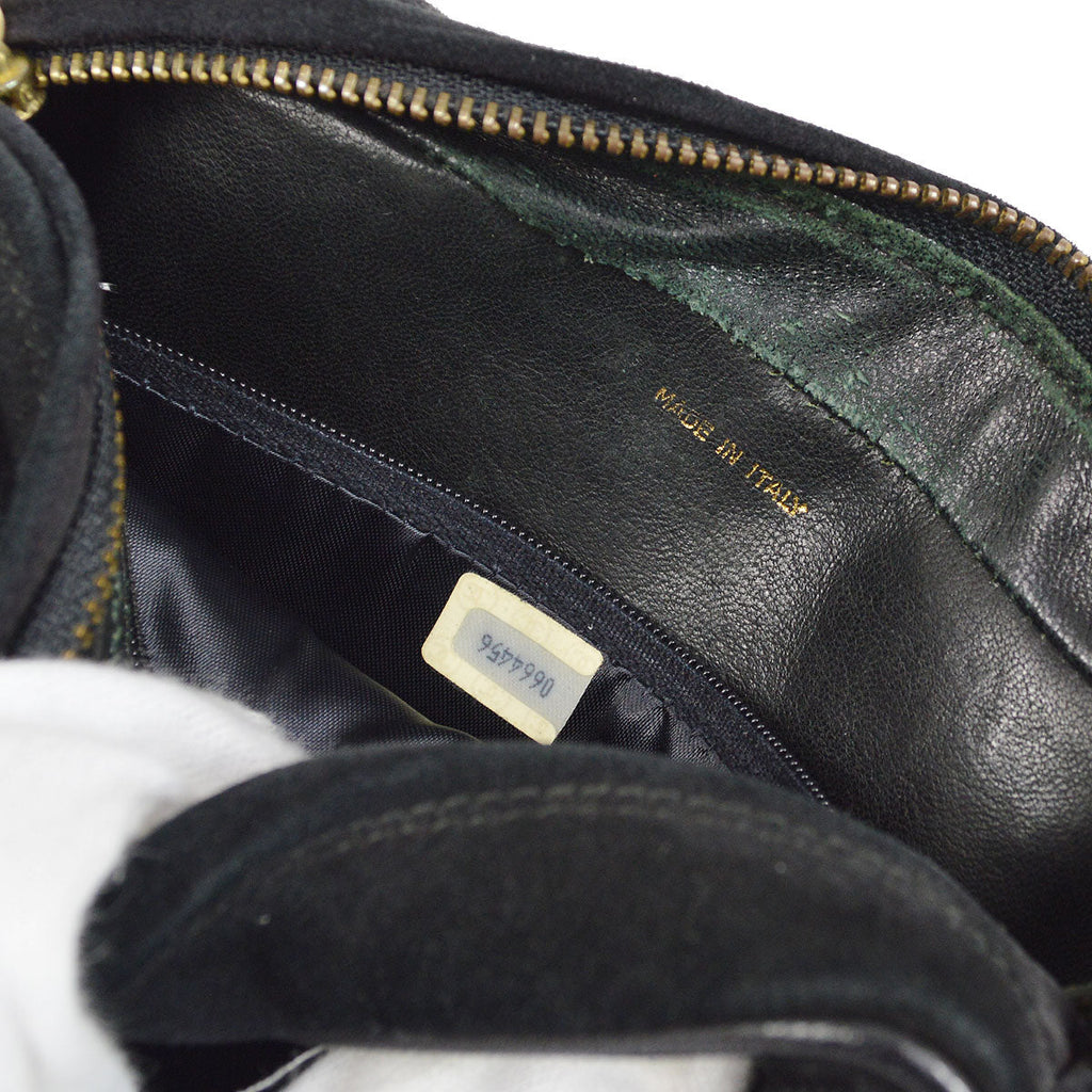 CHANEL 1986-1988 Diamond Camera Bag Mini Black Suede
