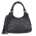 CHANEL 2003-2004 Black Caviar Embossed Logo Hobo Bag