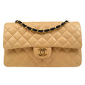 CHANEL 2004-2005 Classic Flap Medium Beige Lambskin