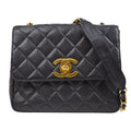 CHANEL 1994-1996 Big CC Straight Flap Bag Medium Black Caviar