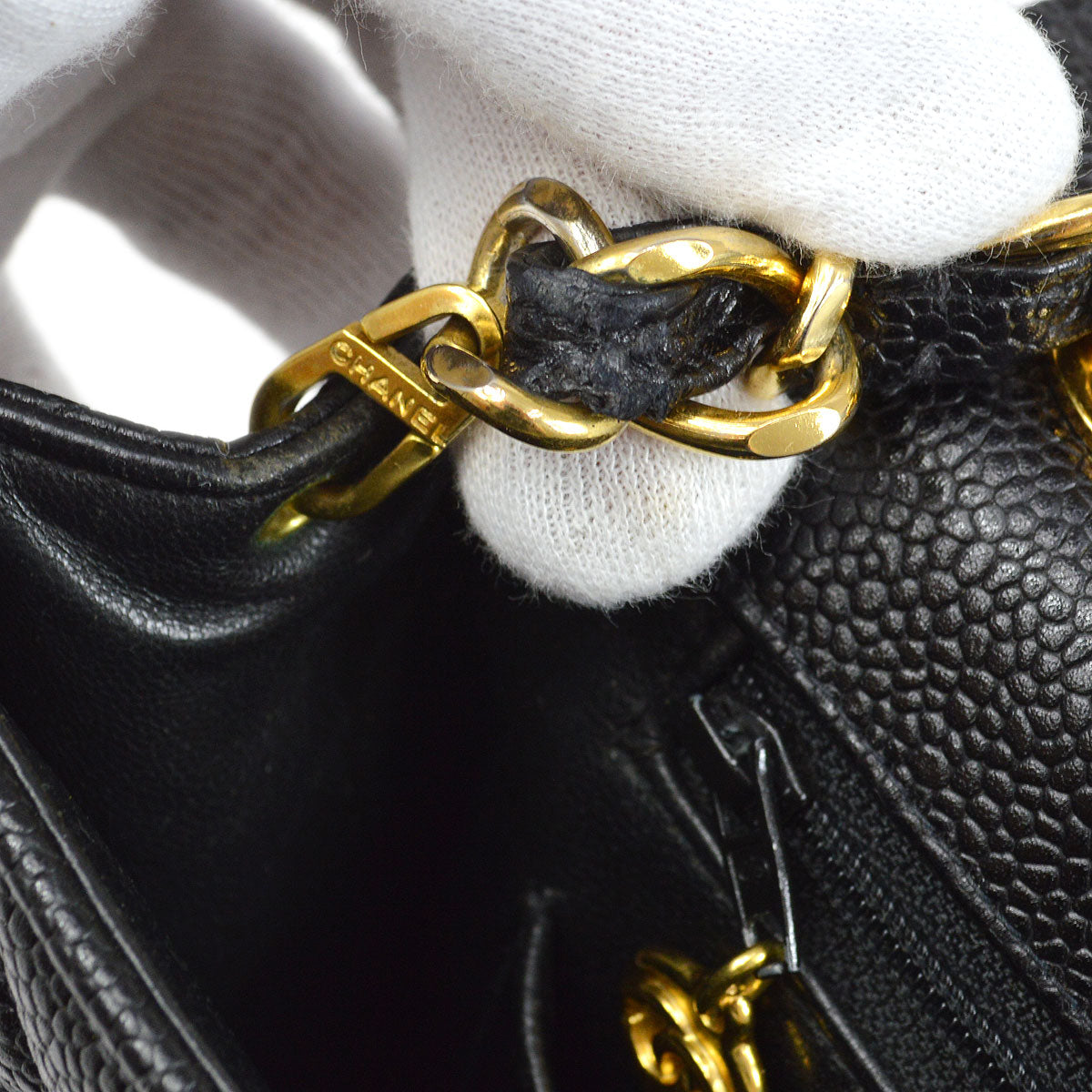 CHANEL 1994-1996 Big CC Straight Flap Bag Medium Black Caviar
