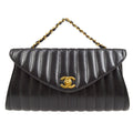 CHANEL 1994-1996 Black Lambskin Vertical Evening Bag