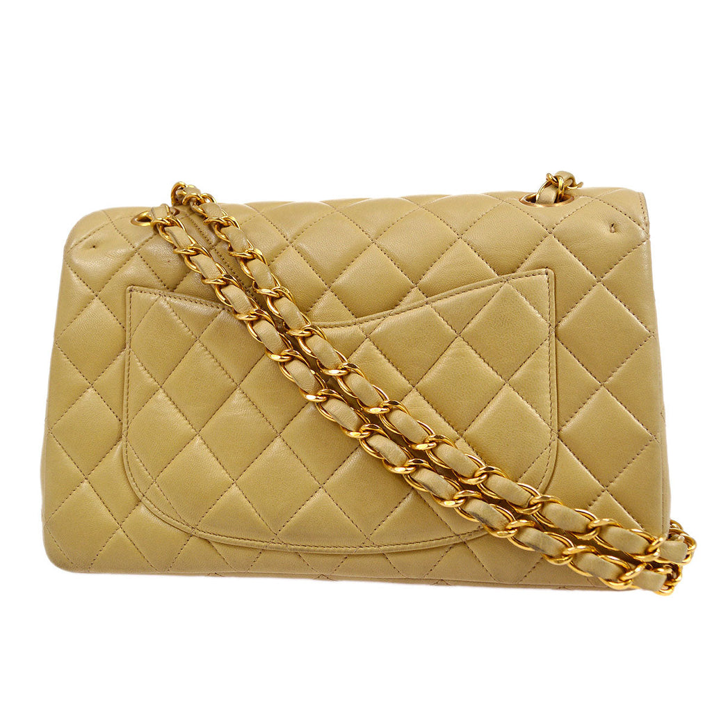 CHANEL 1996-1997 Paris Limited Round Double Flap Small Beige Lambskin