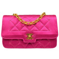 CHANEL * 1989-1991 Pink Satin Border Flap Mini