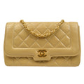 CHANEL 1986-1988 Beige Lambskin Border Flap Medium