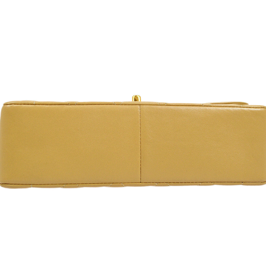 CHANEL 1986-1988 Beige Lambskin Border Flap Medium