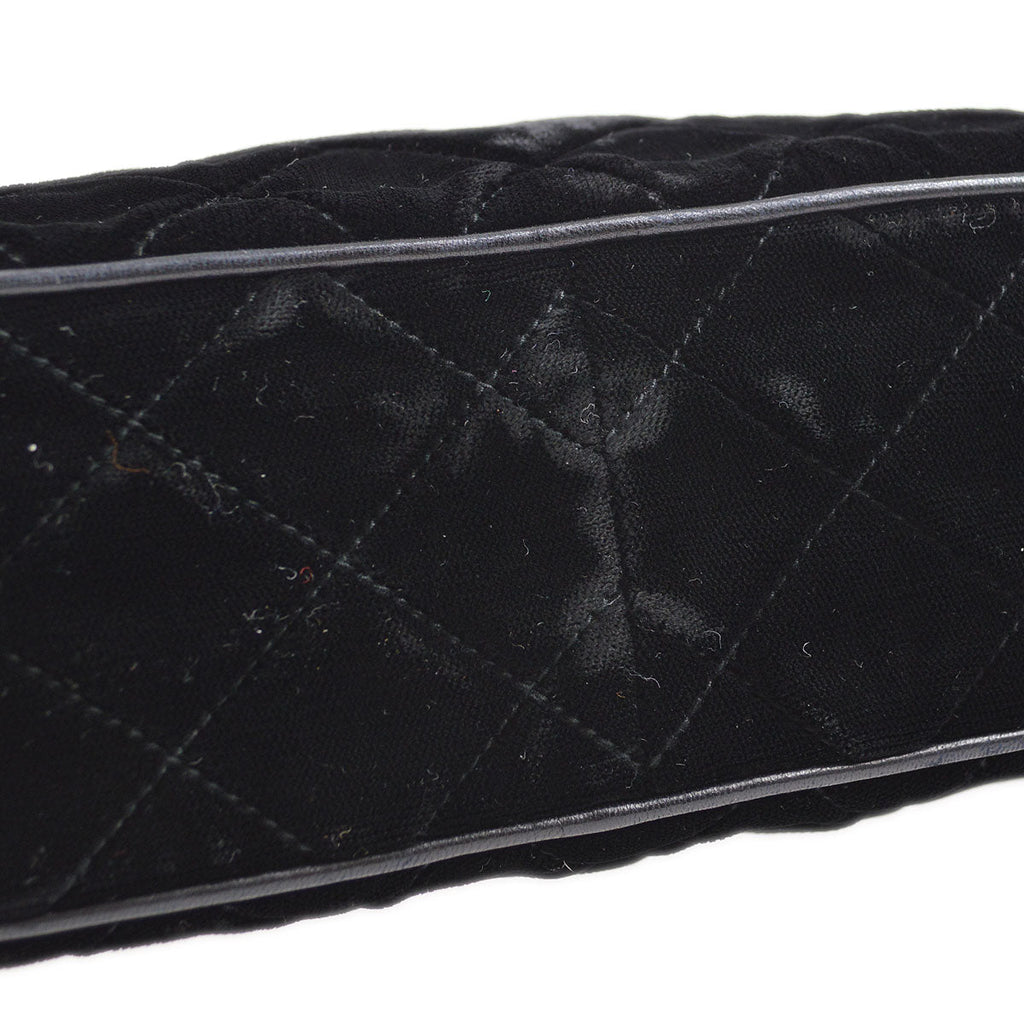 CHANEL 1991-1994 Black Velvet Diamond Camera Bag Small