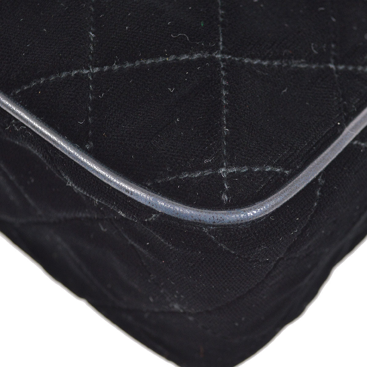 CHANEL 1991-1994 Black Velvet Diamond Camera Bag Small
