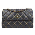 CHANEL 2000-2001 Gunmetal Hardware Wild Stitch Straight Flap Large