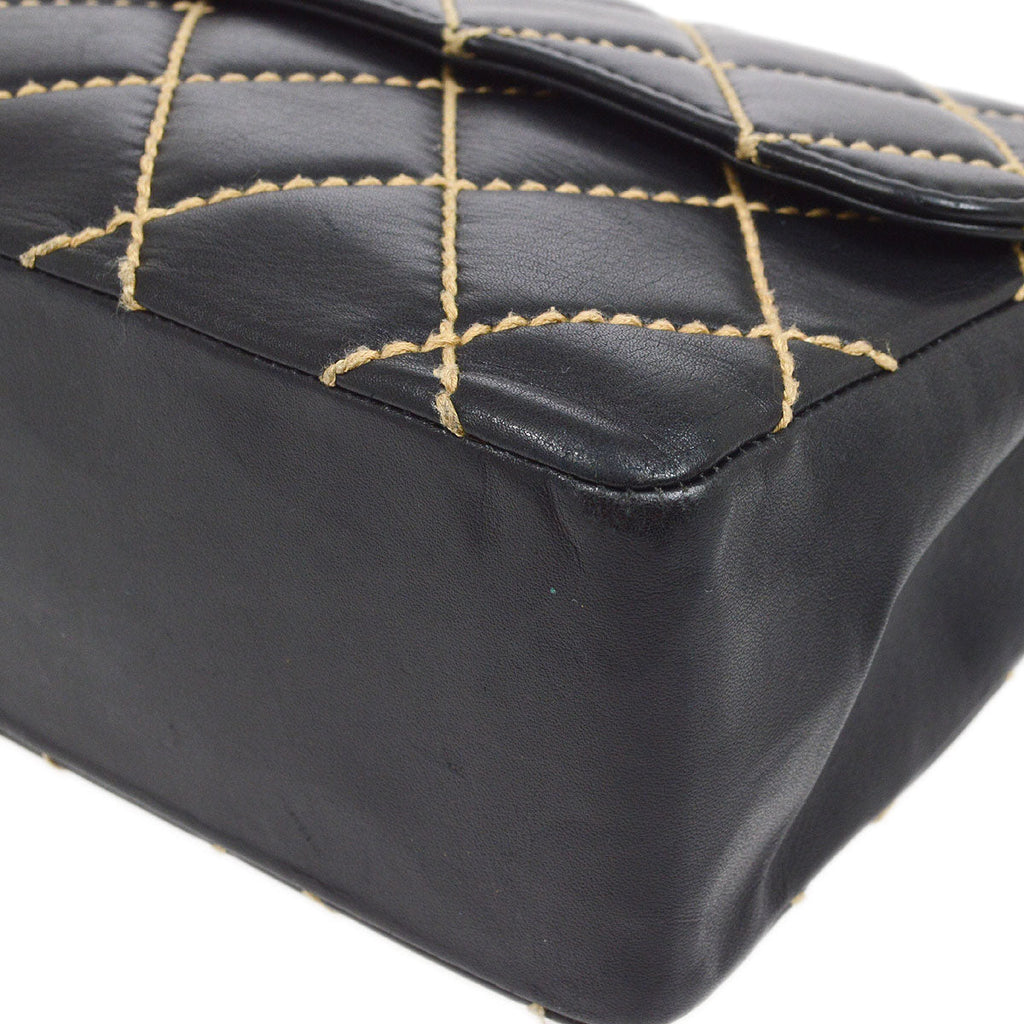 CHANEL 2000-2001 Gunmetal Hardware Wild Stitch Straight Flap Large