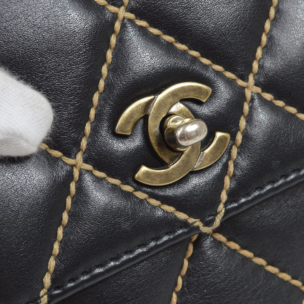 CHANEL 2000-2001 Gunmetal Hardware Wild Stitch Straight Flap Large