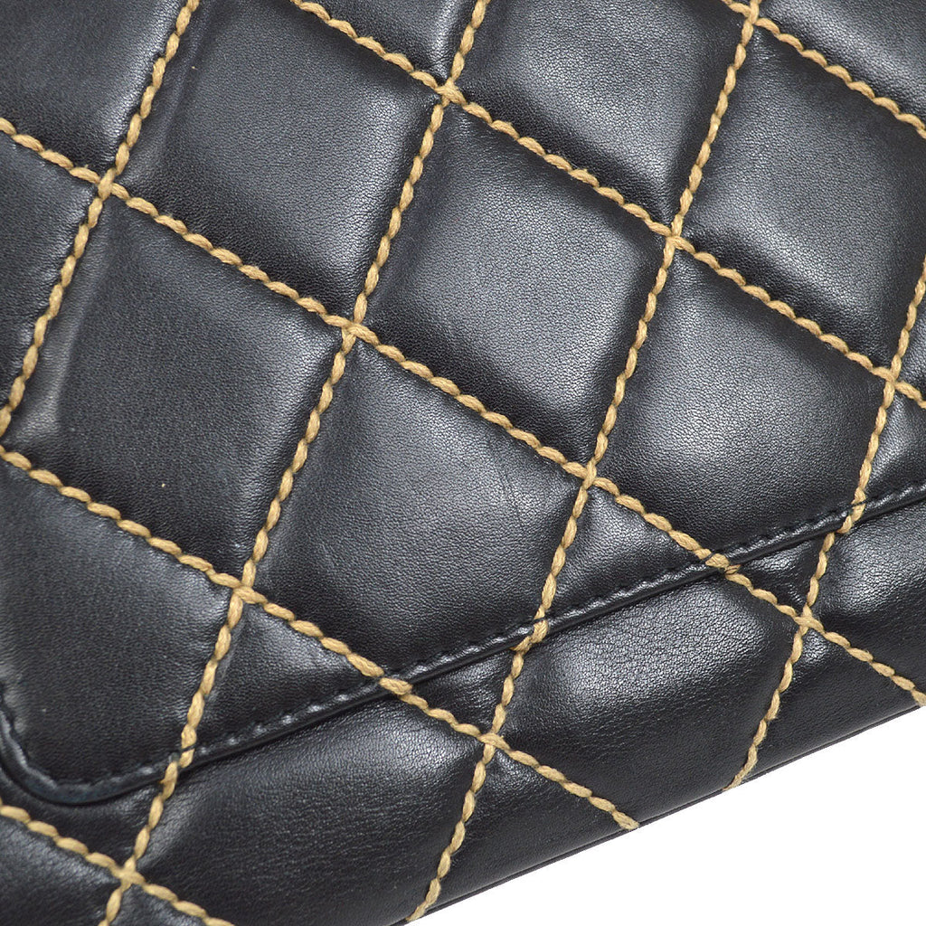 CHANEL 2000-2001 Gunmetal Hardware Wild Stitch Straight Flap Large