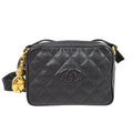 CHANEL 1991-1994 Black Caviar Diamond Camera Bag Mini