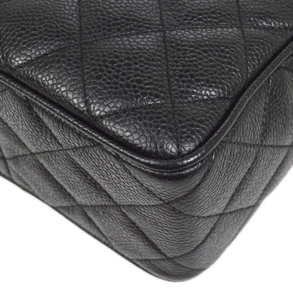 CHANEL 1991-1994 Black Caviar Diamond Camera Bag Mini