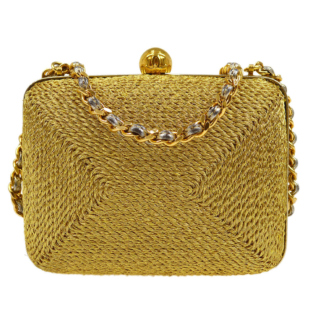 CHANEL 1998 Woven Evening Bag Gold