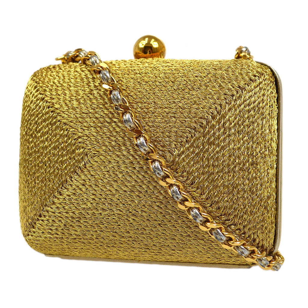 CHANEL 1998 Woven Evening Bag Gold