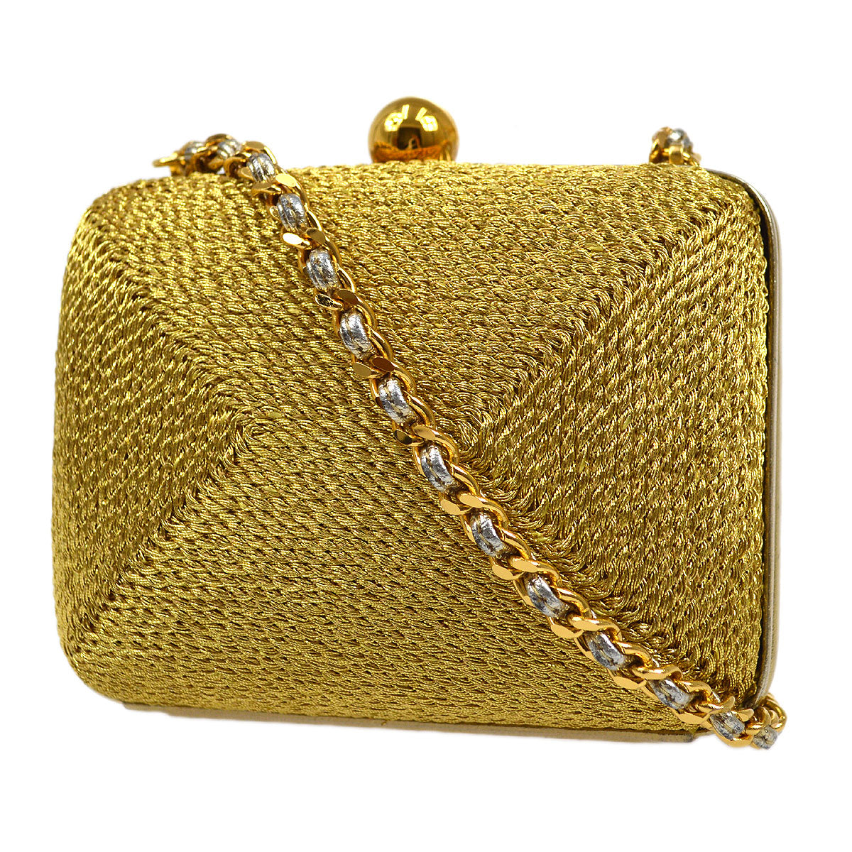 CHANEL 1998 Woven Evening Bag Gold