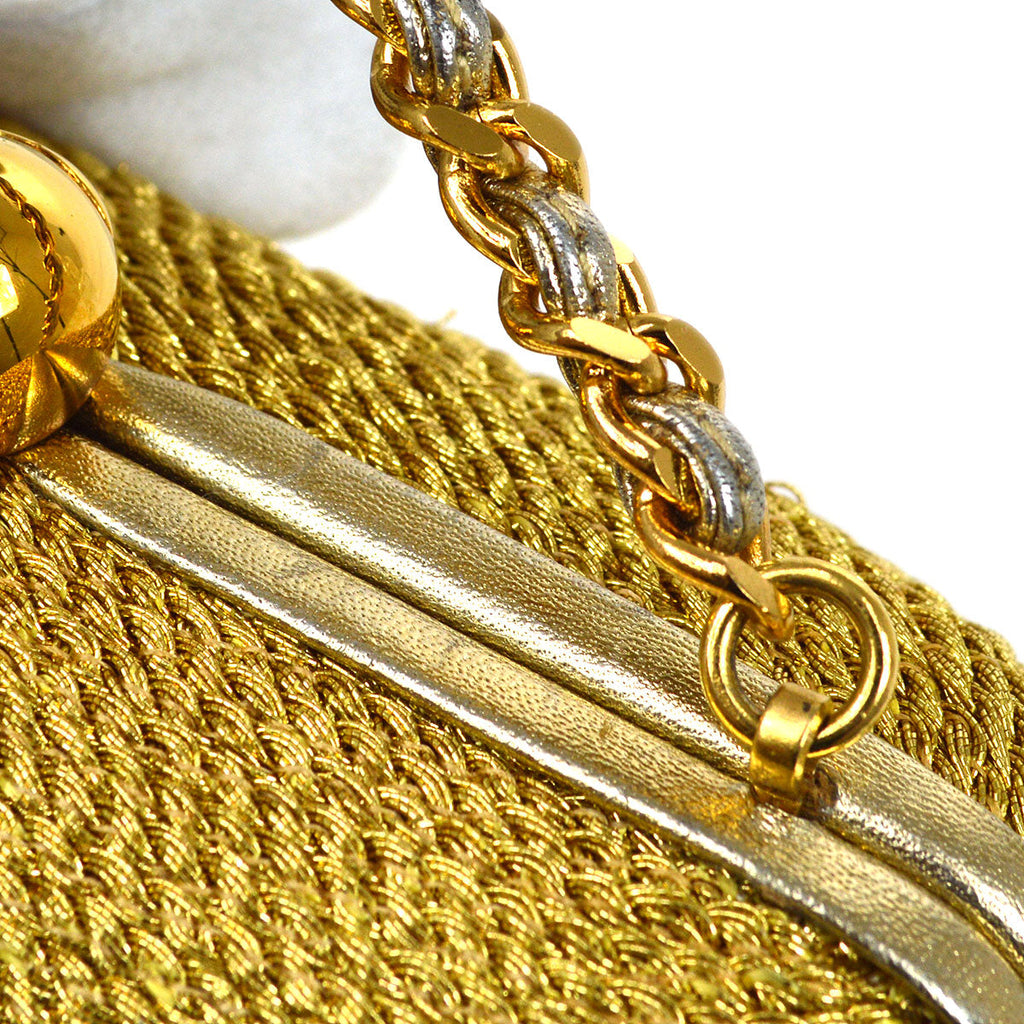 CHANEL 1998 Woven Evening Bag Gold