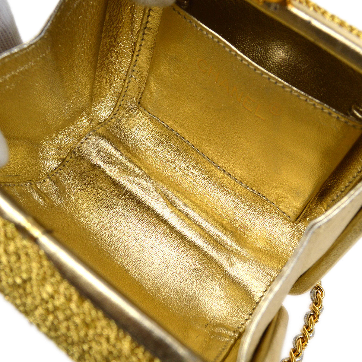 CHANEL 1998 Woven Evening Bag Gold