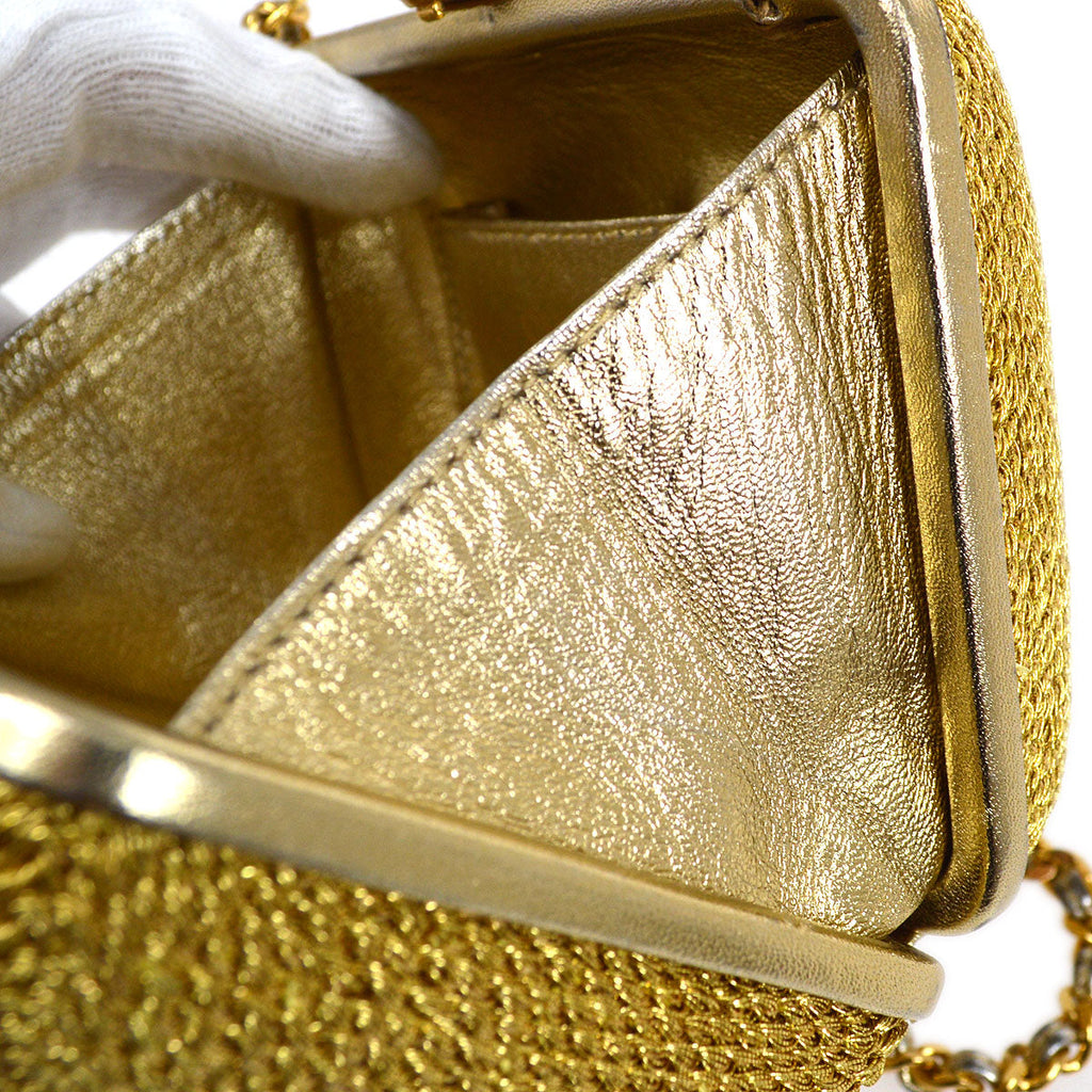 CHANEL 1998 Woven Evening Bag Gold