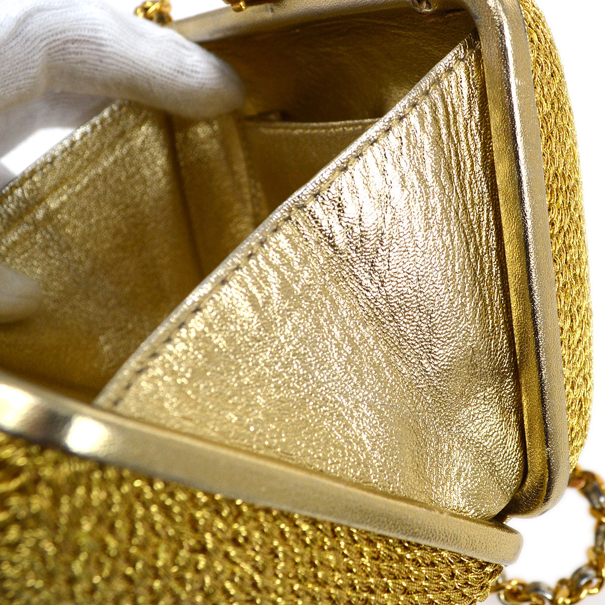 CHANEL 1998 Woven Evening Bag Gold