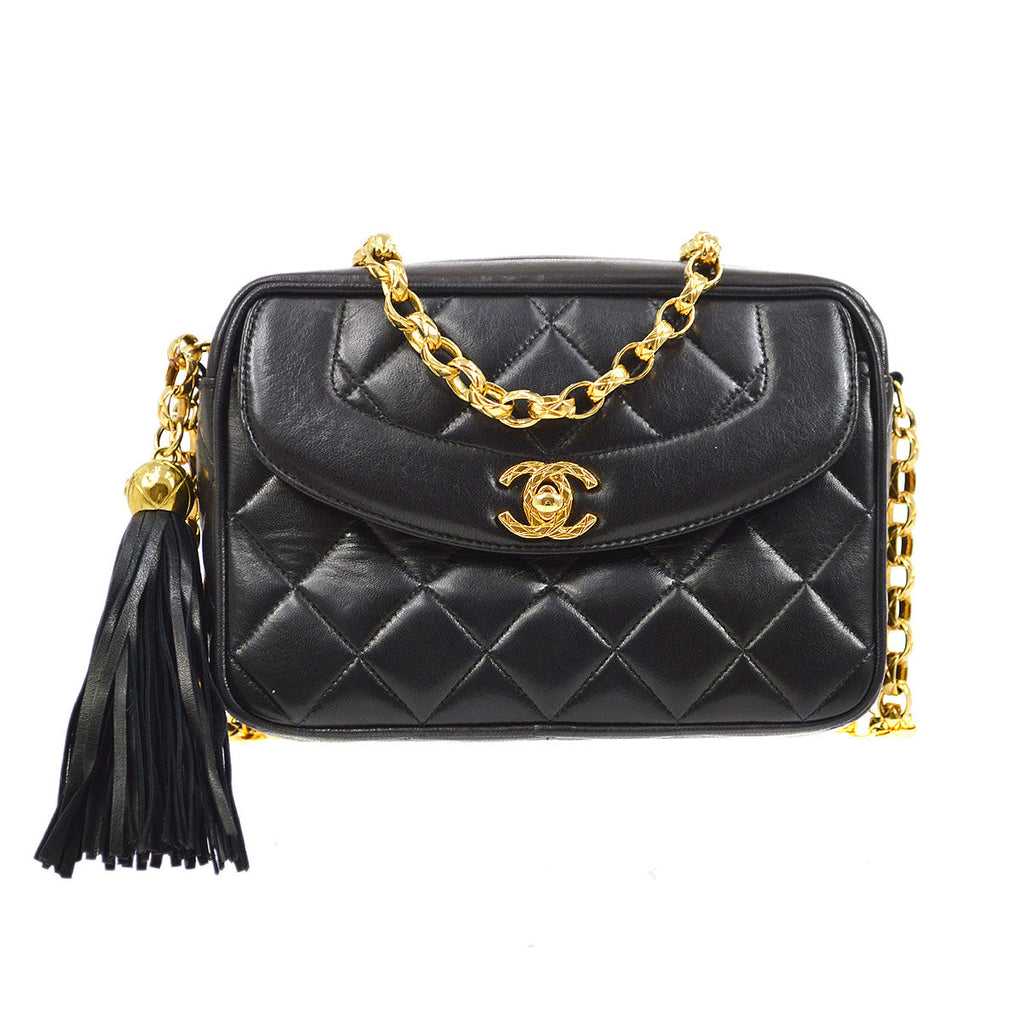 CHANEL 1991-1994 Pocket Camera Bag Mini Black Lambskin