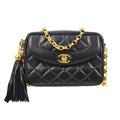 CHANEL 1991-1994 Pocket Camera Bag Mini Black Lambskin