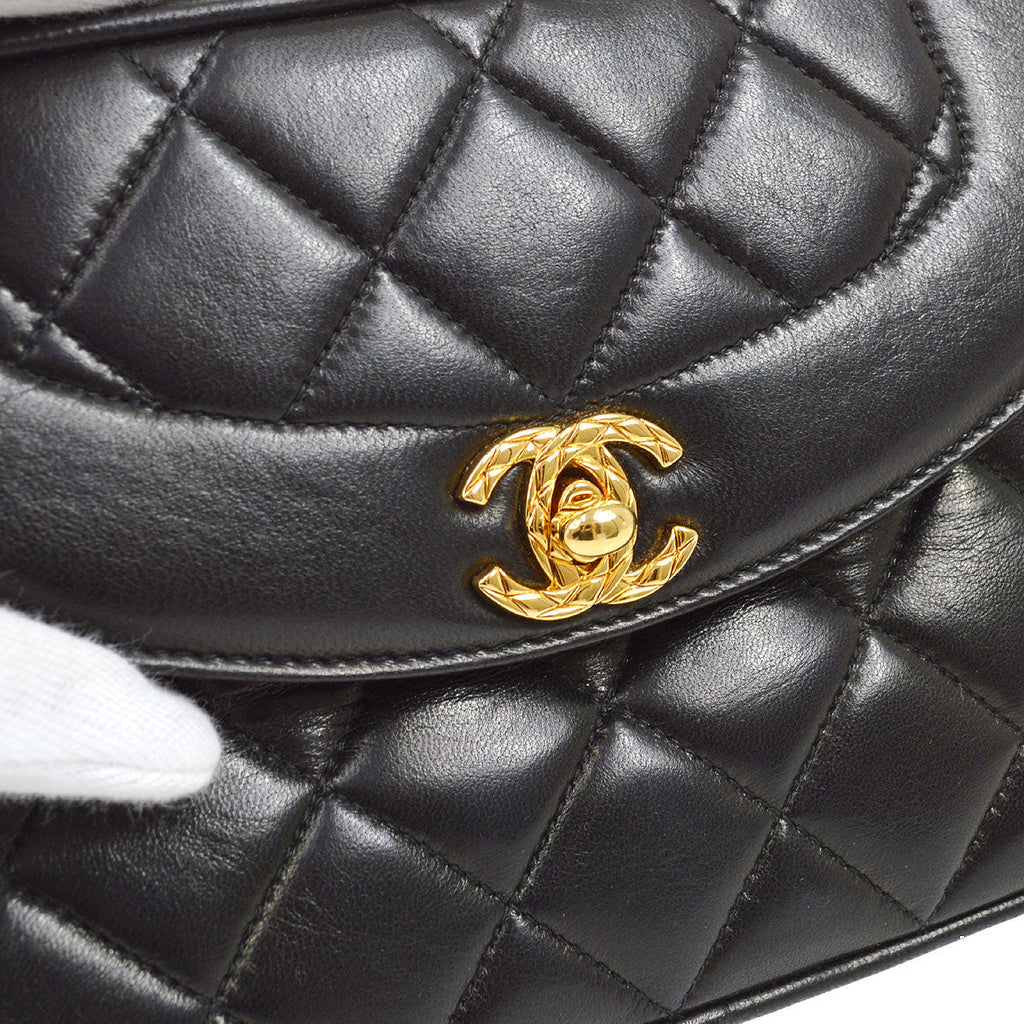 CHANEL 1991-1994 Pocket Camera Bag Mini Black Lambskin