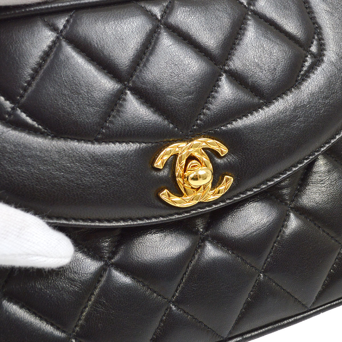 CHANEL 1991-1994 Pocket Camera Bag Mini Black Lambskin