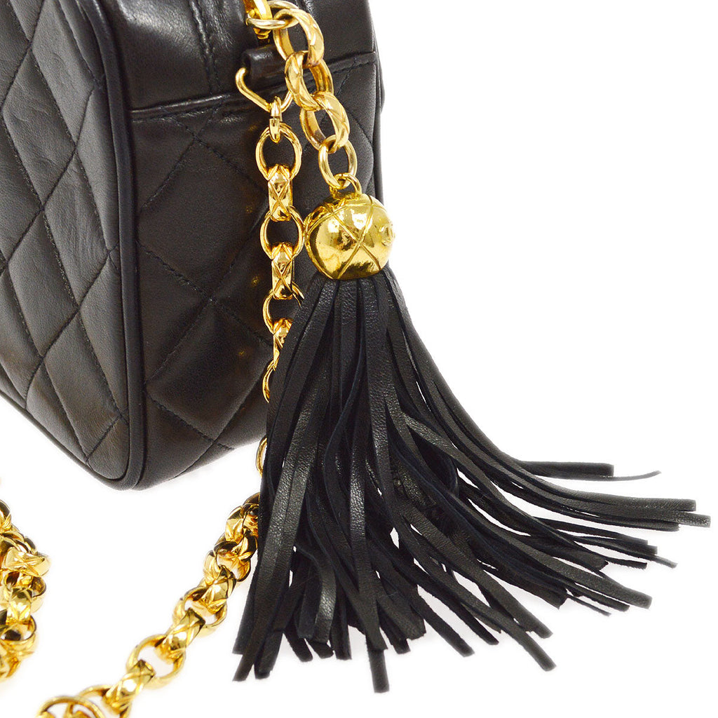 CHANEL 1991-1994 Pocket Camera Bag Mini Black Lambskin