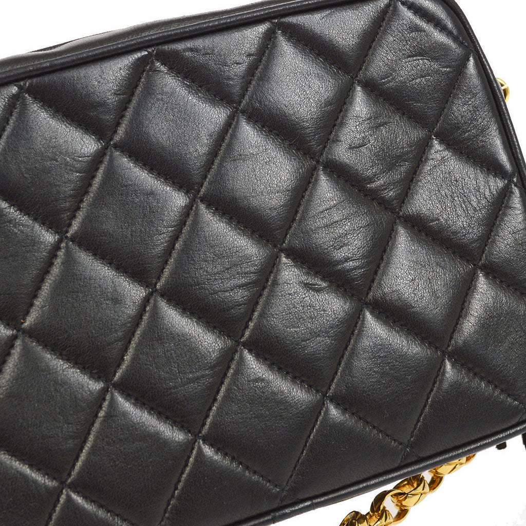 CHANEL 1991-1994 Pocket Camera Bag Mini Black Lambskin