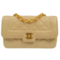 CHANEL 1991-1994 Beige Lambskin Border Flap Mini