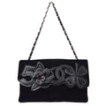 CHANEL 2005 Camelia Handbag Black Velvet