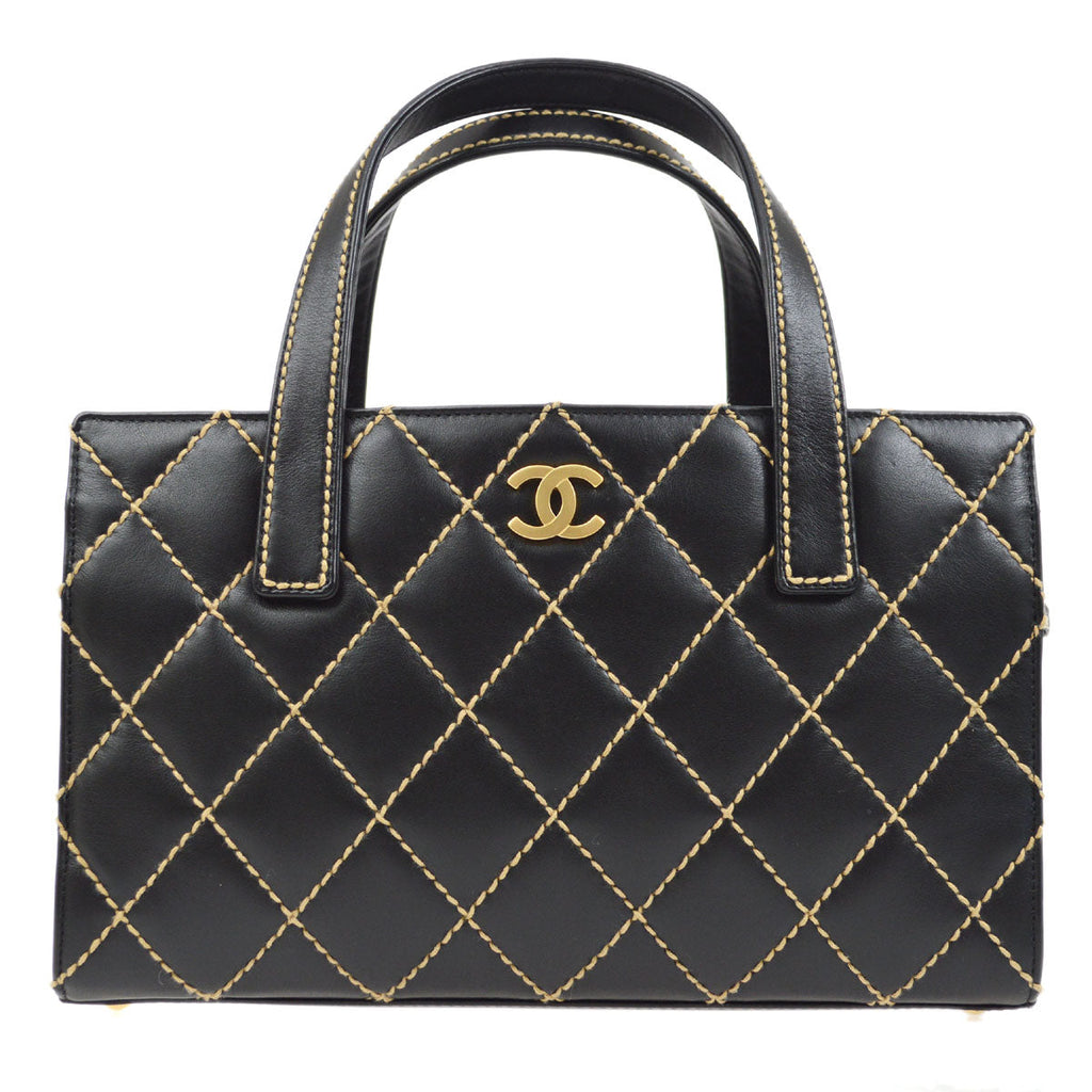 CHANEL 2004 Black Calfskin Wild Stitch Handbag