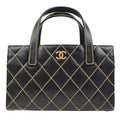 CHANEL 2004 Black Calfskin Wild Stitch Handbag