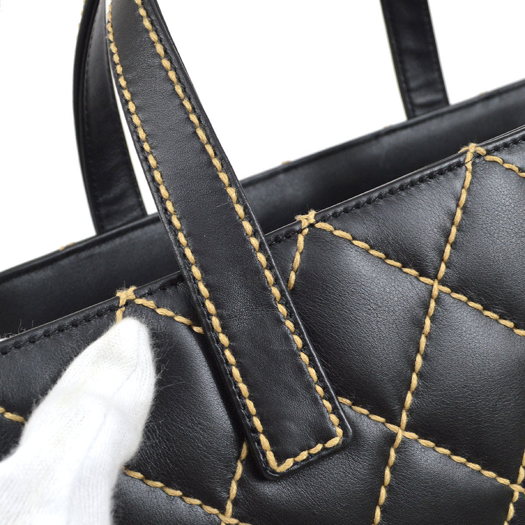 CHANEL 2004 Black Calfskin Wild Stitch Handbag