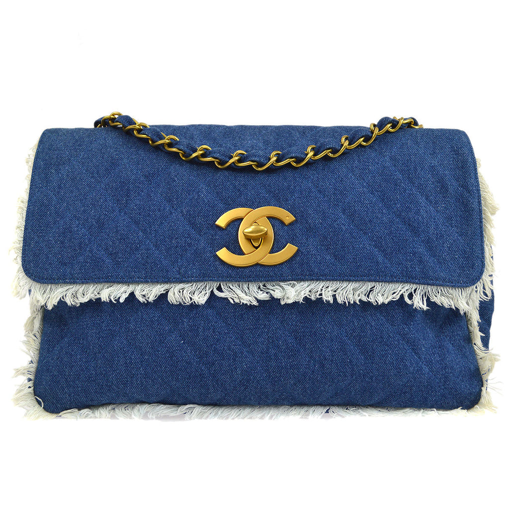 CHANEL * 1991-1994 Straight Flap Maxi Denim