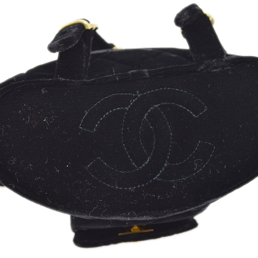 CHANEL * 1994-1996 Black Velvet Duma Backpack Small