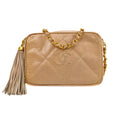 CHANEL * 1986-1988 Beige Lizard Diamond Camera Bag Mini