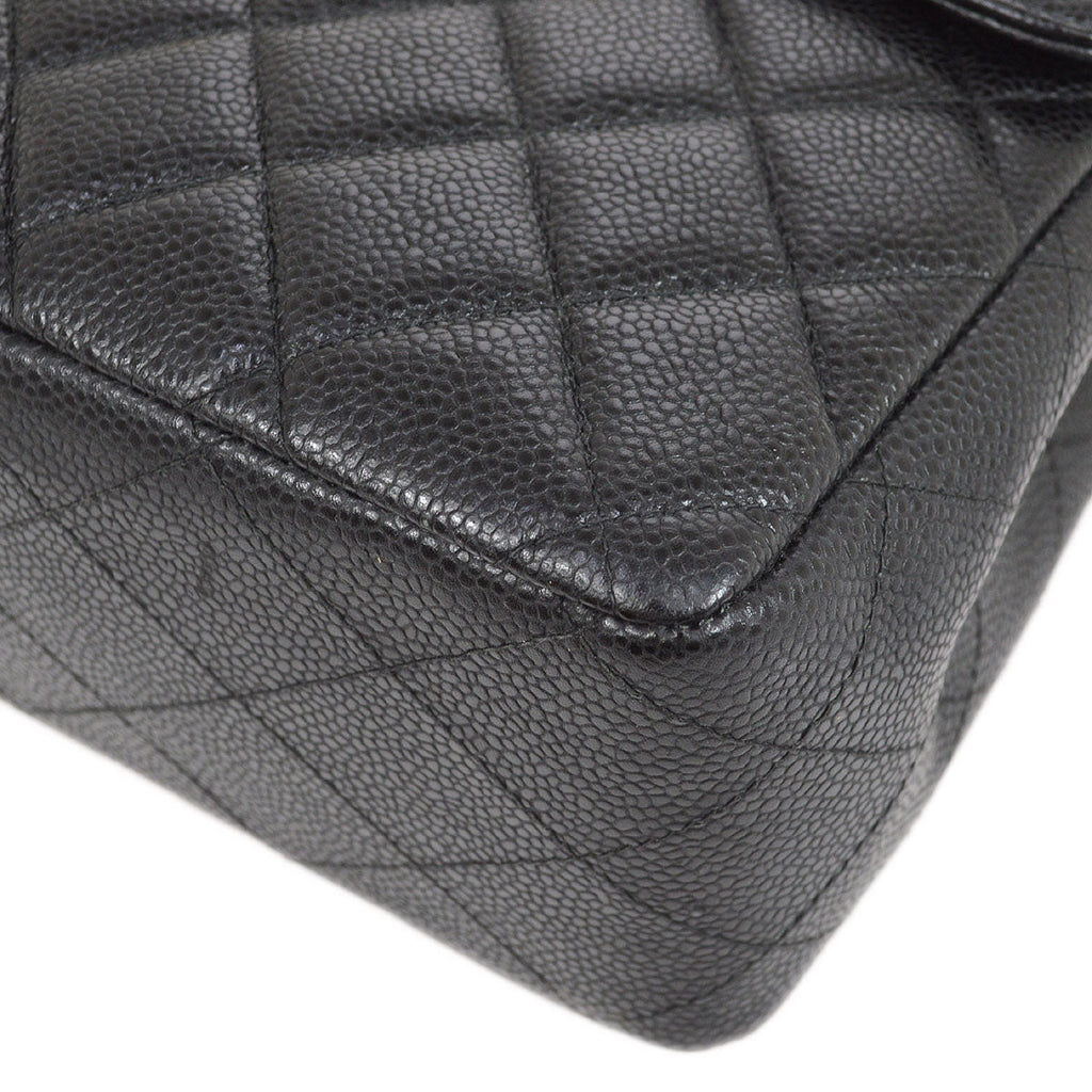 CHANEL 2000-2001 Classic Flap Jumbo Black Caviar