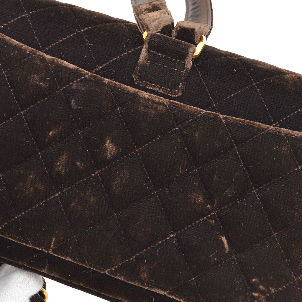 CHANEL 1994-1996 Brown Velvet Classic Flap Backpack Medium