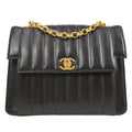 CHANEL 1991-1994 Black Lambskin Vertical Flap Bag Small