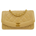 CHANEL 1989-1991 Beige Lambskin Diana Flap Small