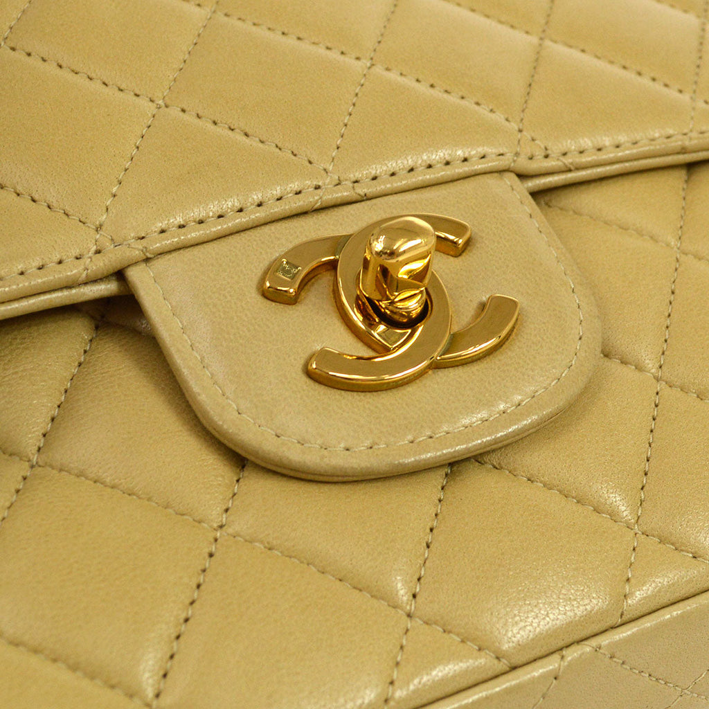 CHANEL 1994 Classic Flap Handbag Set Beige Lambskin