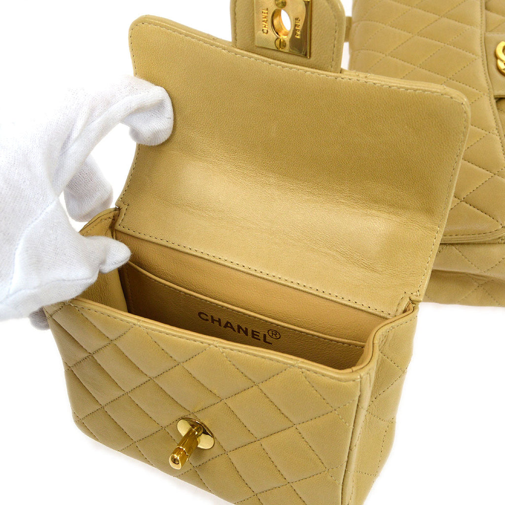 CHANEL 1994 Classic Flap Handbag Set Beige Lambskin