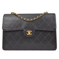 CHANEL 1998 Classic Flap Sellier Jumbo Black Caviar