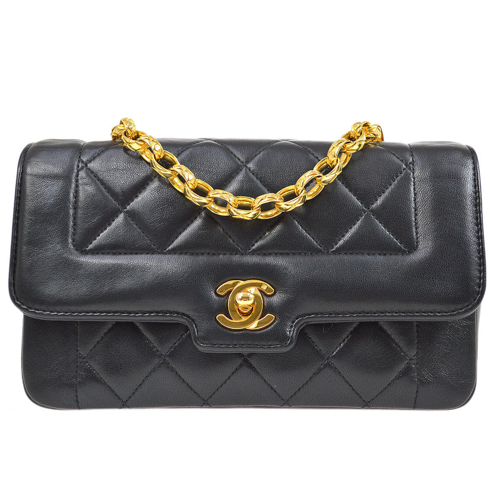 CHANEL 1991-1994 Border Flap Mini Black Lambskin