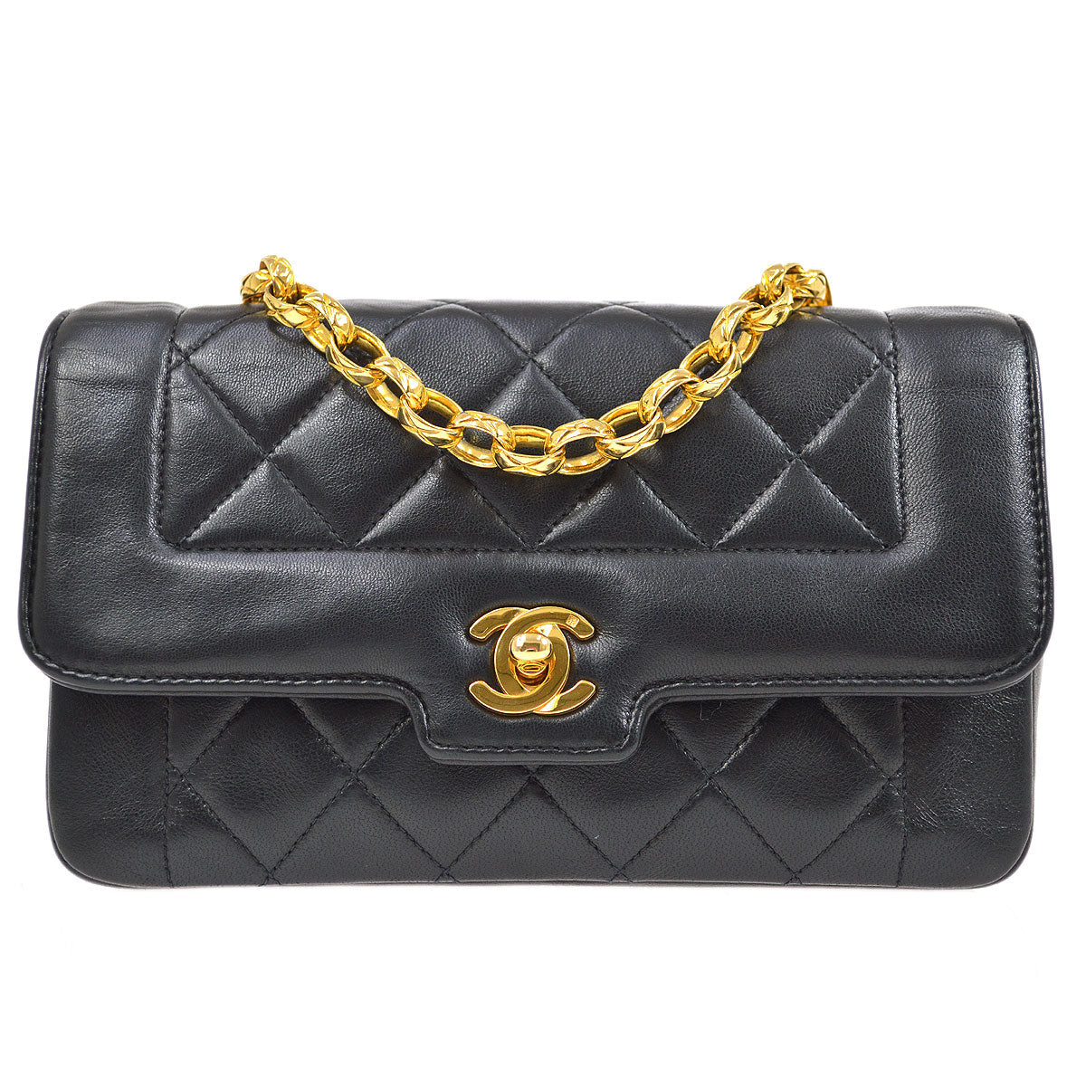 CHANEL 1991-1994 Border Flap Mini Black Lambskin