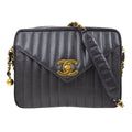 CHANEL 1994-1996 Vertical Letter Flap Jumbo Black Caviar